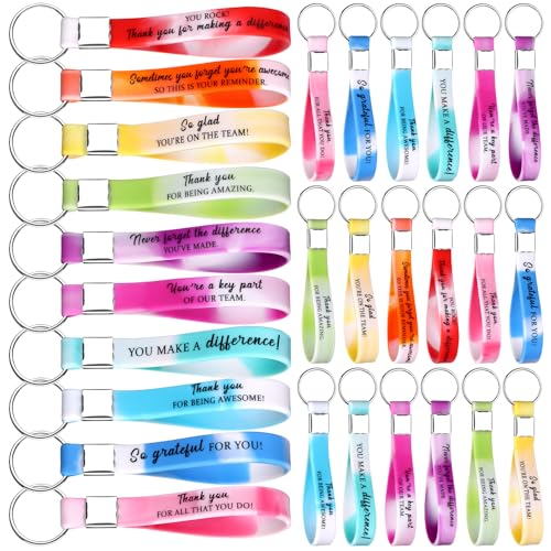 30 Pcs Thank You Keychain Bulk Employee Appreciation Gift Motivat...