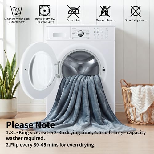 Image of Sunheir Waterproof Blanket for Bed Queen Size, Reversible Soft Sherpa Fleece Dog Pet Blankets, Leakproof Spill-Proof Love Blanket for Furniture & Sofa Protector, Camping, Travel, 90 inchx86 inch, Grey