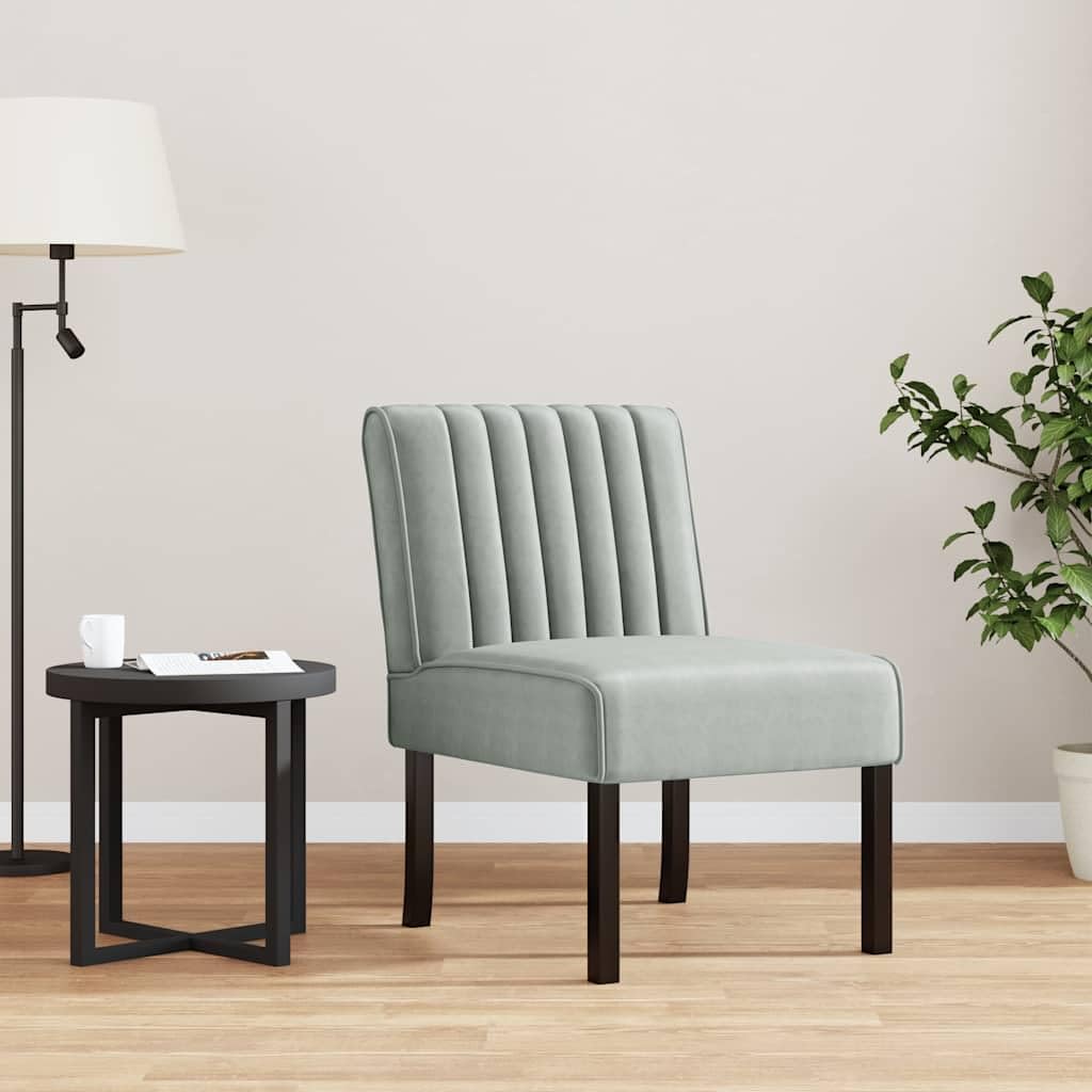 vidaXL Silla Tapizada, Butaca de Respaldo Alto, Sillón Sofá Auxiliar de Descanso, Silla Decorativa para Salón Dormitorio, Terciopelo Gris Claro
