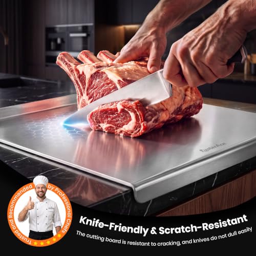 304 Stainless Steel Cutting Board with Lip, Cutting Boards for Kitchen by LusterAce - Used condition - Image 5