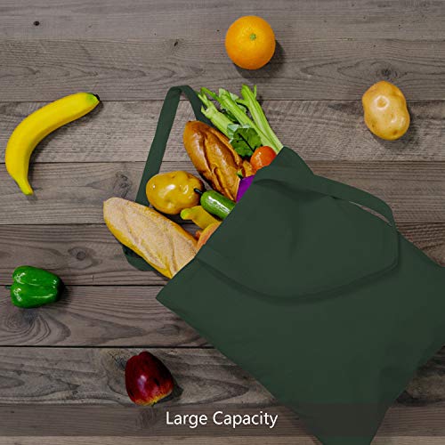 Image of TOPDesign 6-Pack Economical 16 inchx15 inch Green Black Cotton Tote Bag, Lightweight Medium Reusable Grocery Shopping Cloth Bags, Suitable for DIY, Advertising, Promotion, Gift, Activity