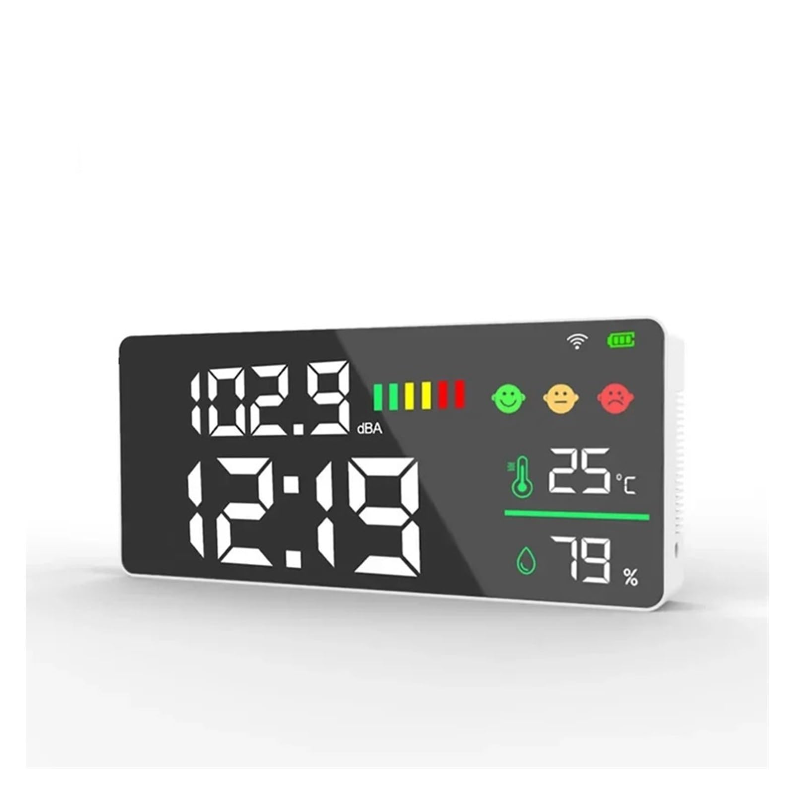 Detector de ruido, DM165A-WIFI Sonómetro, detector de ruido, reloj de pared, medidor de temperatura y humedad,Analizador de sonido profesional