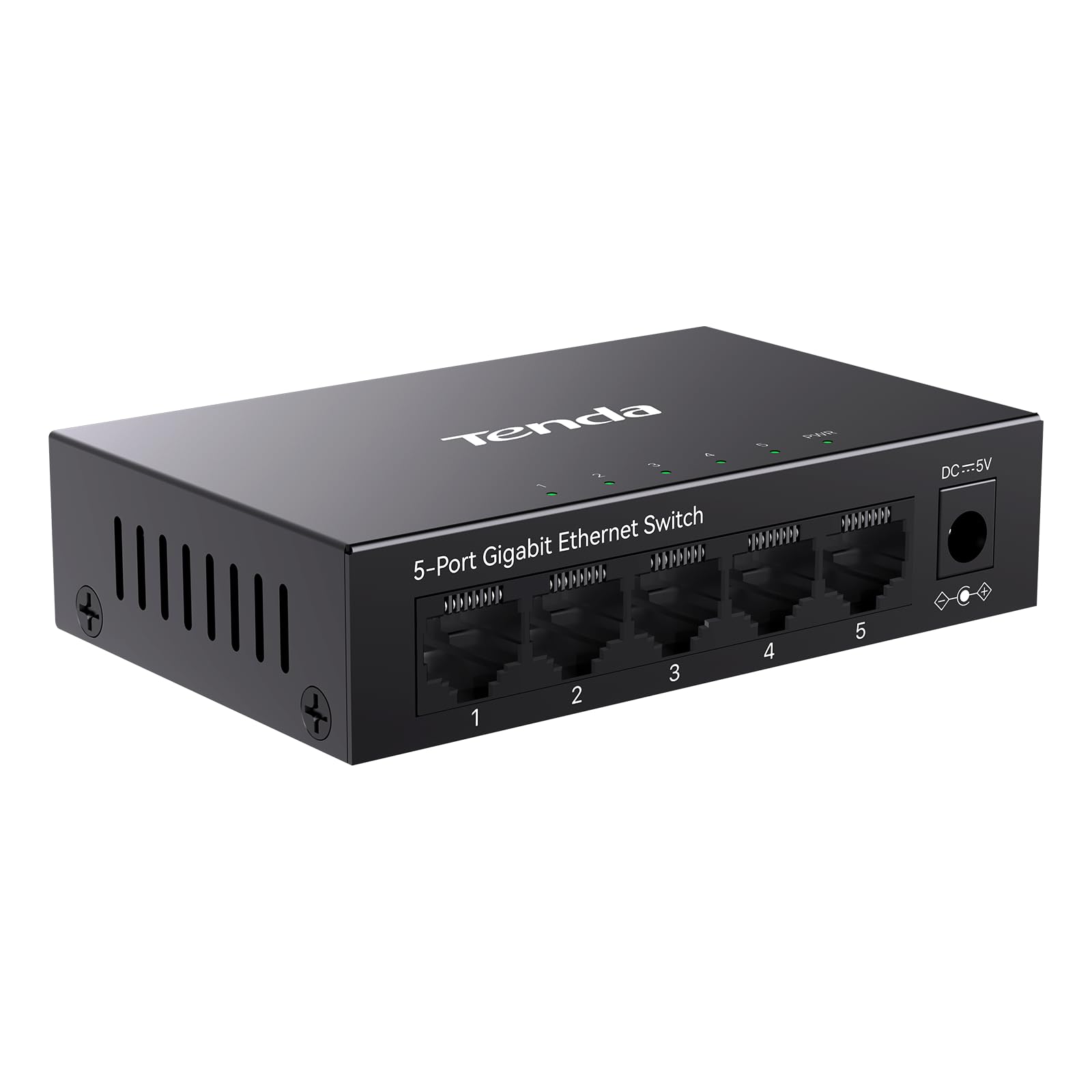 Tenda TEG1005D 5 Port Gigabit Ethernet Switch, Unmanaged Network Switch, Ethernet Splitter / Hub, Fanless, Desktop and Wall-Mounting, Plug and Play, Metal Case