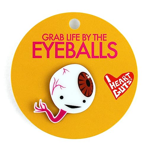 Image of I Heart Guts Brown Eyeball Pin - Grab Life by the Eyeballs, Eye Surgery, Health, Disease Awareness, Optometry School Funny Gift Eye Doctor Lapel Pin Educational Anatomical Eye
