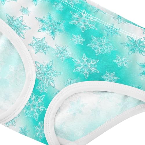 Joisal Winter Turquoise White Snowflakes Cute Panties Girl Girls Underwear Toddler Cotton Fancy Kids Briefs Undies 2t4