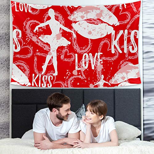 Tapestry Abstract Ballerina Lips Love Heart Ballet Pattern Wall Hanging With Home Decorations For Living Room Bedroom Dorm Decor 80X56 Inches #TOP1