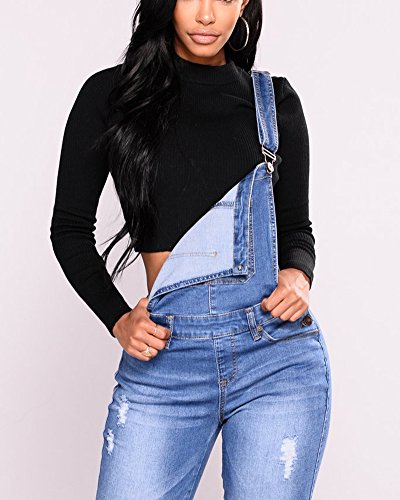 ShiFan Donna Salopette in Jeans Overall Stretti