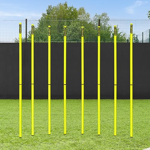 FORZA Slalom Agility Poles | Improve Endurance Speed & Footwork | Color Size & Rubber Base Options Available (6ft Yellow Without Bases)