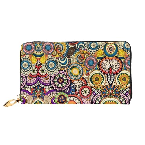 Portefeuille en cuir floral pour femme idéal en pochette de voyage zippée