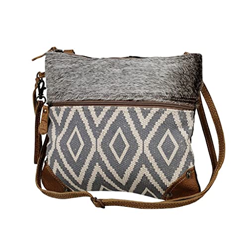 Myra Bag Minute Small & Cross Body Bag Upcycled Canvas, Rug, Leather & Cowhide S-26572