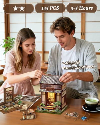 Image of CUTEBEE Book Nook - Dollhouse Kit for Adults, Japanese Tea House, DIY Miniature House, 3D Wooden Puzzle, Bookshelf Decor Gifts（Kirishima Cha-an)