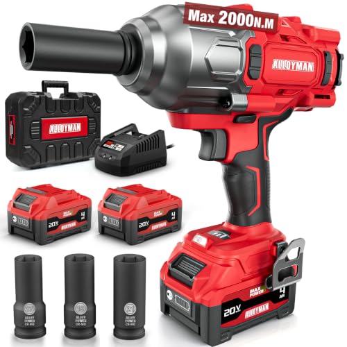 Alloyman Cordless Impact Wrench 1500 FT-LBS(2000N.M),1/2" Hi...