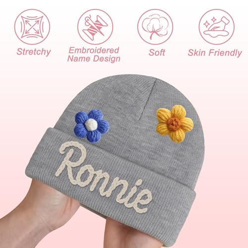 Personalized Toddler Girl Beanie Hat Custom Baby Boys Girls Knit Hats Embroidered Winter Infant Baby Beanie 6-12 Months3