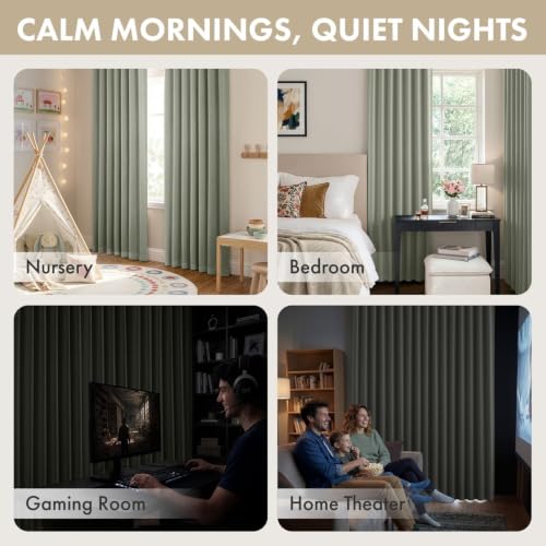 Image of ANRODUO Sage Green Back Tab Blackout Curtains 84 Inch Length 2 Panels
