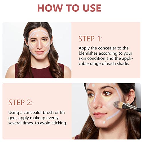 6 Color Correcting Concealer Palette With Concealer Brush, Tattoo Concealer, Cream Contouring Makeup Kit, Corrects Dark Circles Red Marks Scars,Longwear&Easy To Apply, Highlight And Contour, Light Mediumor Creamy Concealer For Mature Skin A1 Adjust Skin #TOP5
