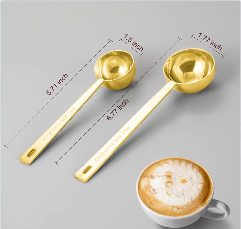Miniatura 2 de Juego de 2 cucharas de café de alta calidad, cuchara de café de mango largo de acero inoxidable de metal, cucharas medidoras que contienen 1