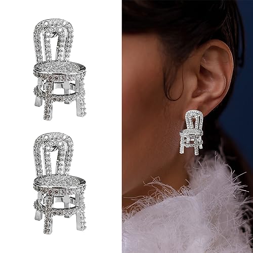 Rhinestone Earrings Solid Chair Shape Crystal Earrings for Women Creative Jewelry Accessory2