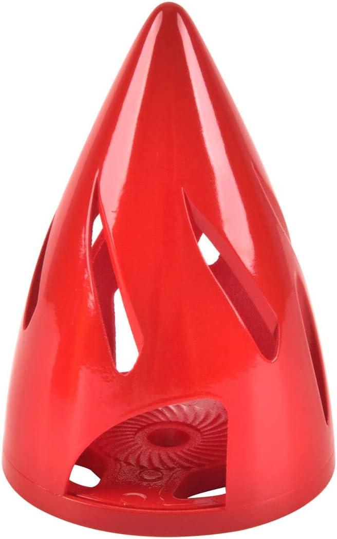 NOBRIM 2.5 inch Spinner Pointed White Plastic Hollow Cone Propeller Cover 2 Opening for RC Airplane Model (Red)