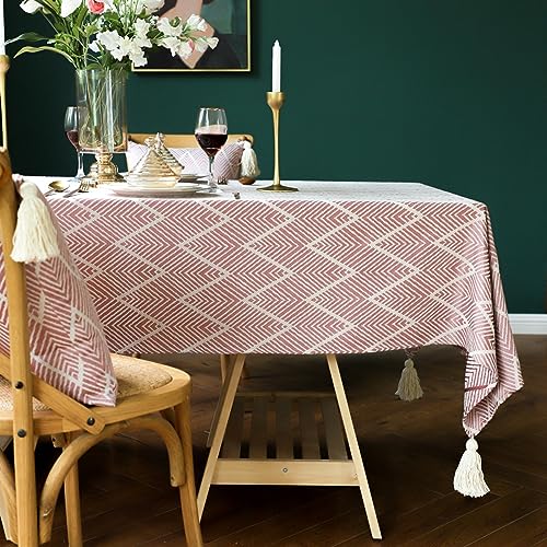 Nappe de Table Rouge 135x200 Jacquard Vagues pour Repas Convivial - 3