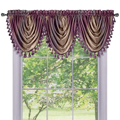 Achim Home Furnishings Ombre Waterfall Valance 46X40 - Aubergine #TOP4