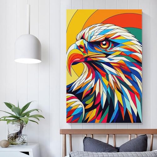 Tableau coloré Aigle Wpap habillage mural salon 60x90cm