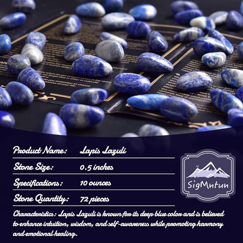 Image of Polished Lapis Lazuli Crystal Bulk - 0.5 inch Colorful Tumbled Stone Chips Rocks, 10 oz Crushed Sea Glass Vase Filler Small Stones for Healing, Reiki, Crafting, Home Decor