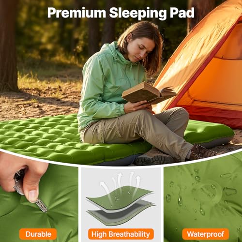 Image of OGERY Sleeping Pad, Ultralight Inflatable Sleeping Pad for Camping with Pillow Built-in Foot Pump, 6 inch Extra-Thick Reinforced Camping Mattress for Hiking, Backpacking, Tent