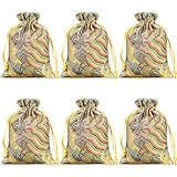 Snadulor - Juego de 20 bolsas, joyería china, bolsa de seda para regalo de brocado, joyería, regalo, bolsas de caramelo, 3.9 x 5.5 pulgadas, spray rojo, amarillo brillante
