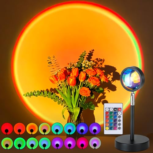 Balkwan Sunset Lamp Projector – Rotating Rainbow LED Floor Light
