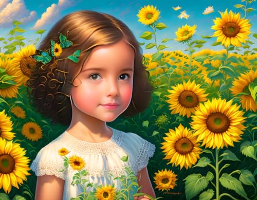 Poster sur toile sans cadre 58x90 cm de fillette aux yeux verts