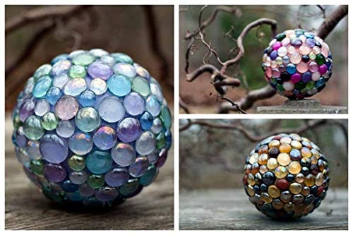 Excel Impex Round Shaped Flat Glass Crystals, Glass Pebbles Glass Gems for Vase Design, Decoration, Aquarium Decor or Making Crafts (24 mm Diameter)- Set of 20, truncated Cone Profile 3