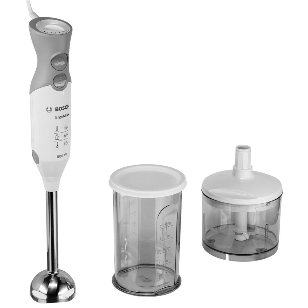 Bosch ErgoMixx MSM66120 Whisk + glass + chopper, 600W, 600 W, Plastic, 12 Speeds, Gray, White [Energy Class A]
