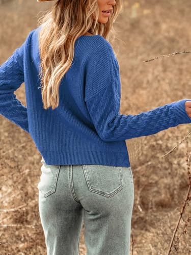 Image of CUPSHE Women's Cable Knit Sweaters Long Sleeve Boat Neck 2024 Fall Sweater Tops
