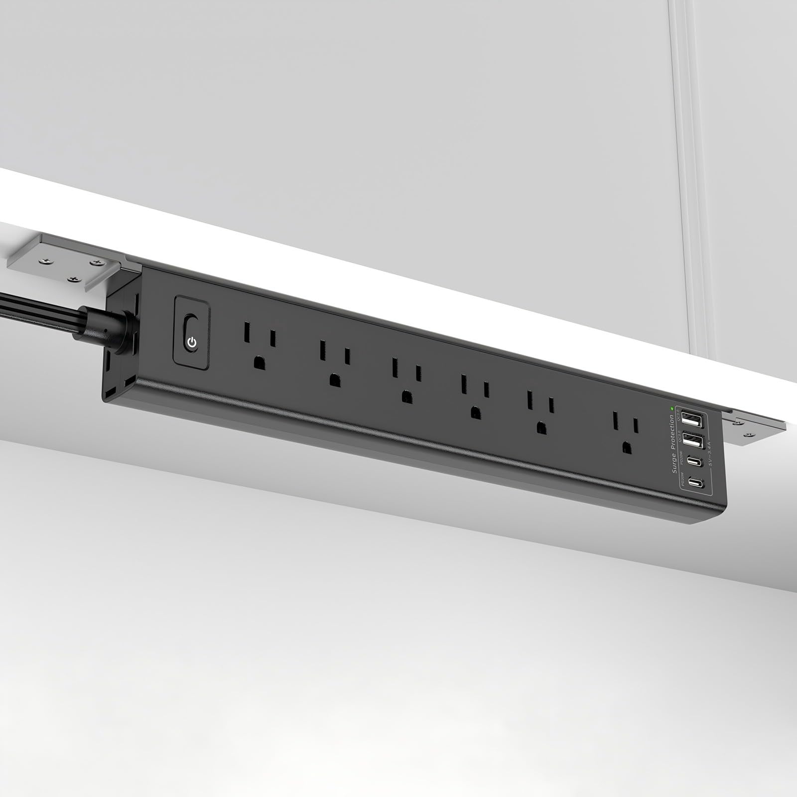 Inhwatek Mountable Power Strip with 6 outlets and USB ports