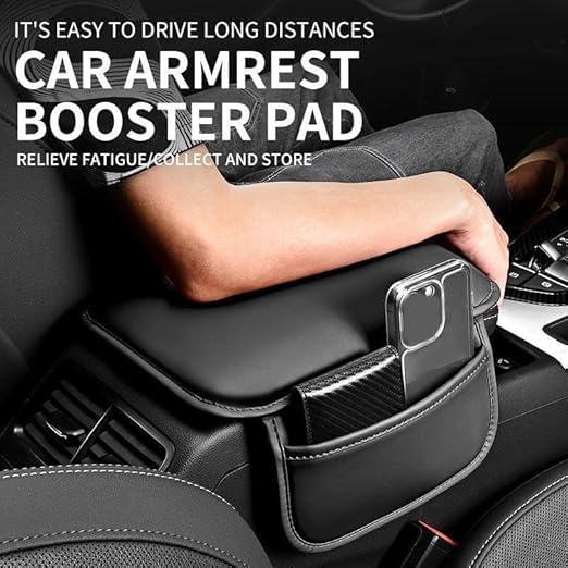 Car Center Console Armrest Cover Pad Fashion PU Leather Car Armrest Cushion Universal Fit for SUV/Truck/Car, Auto Armrest Seat Box Cover with 2 Mobile Pockets, Memory Foam Elbow Comfort Pad(SUV ONLY) 4