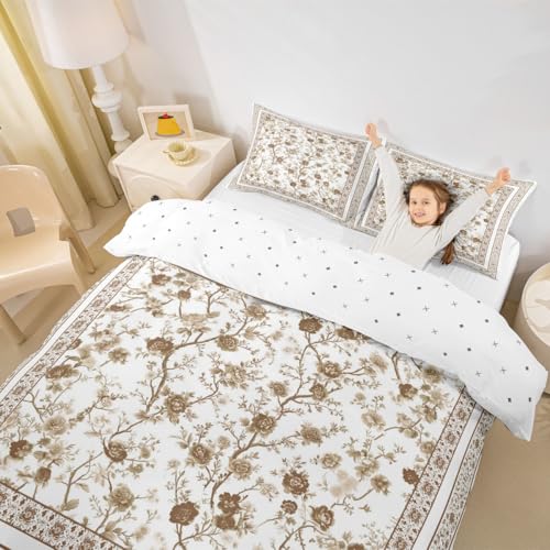 Housse de couette imprimée fleurs bohèmes parure lit rustique ado