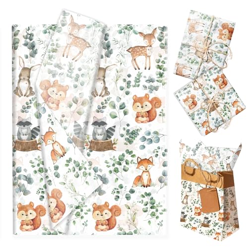 100枚の小松鼠薄葉紙、カートゥーン動物ギフトキャンディ包装紙、手作りのアート誕生日・結婚式の引き出物用紙、サイズ：13.8 x 19.7 インチ