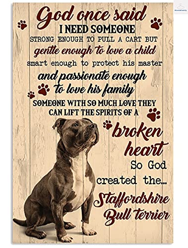 Staffordshire Bull Terrier Owner Staffordshire Bull Terrier Metal Sign Decor Wall Art Poster 8X12 inch