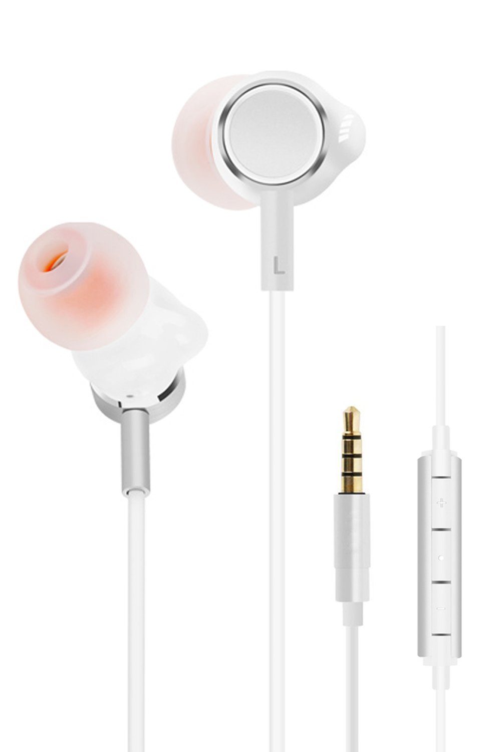 in Ear Headphones Earbuds with Microphone Phone Earbuds Dual Drivers Noise Cancelling Earbuds TIMMKOO 1BA+1DD in-Ear Headphones with Volume Control for Cellphone Tablet Laptop,Notebook (White)