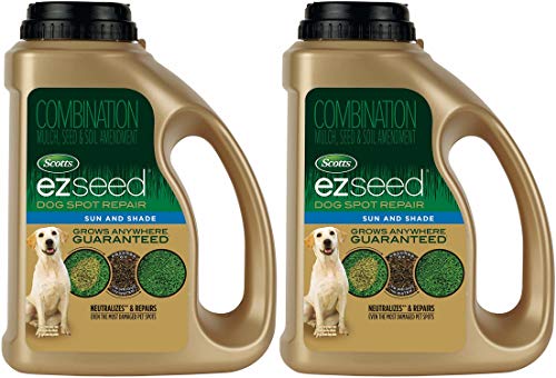 Scotts EZ Seed Dog Spot Repair Sun &amp; Shade, Combination Mulch, Grass Seed Mix and Soil Amendment to Neutralize and Repair Pet Spots, 2 lbs. (Pack of 2)