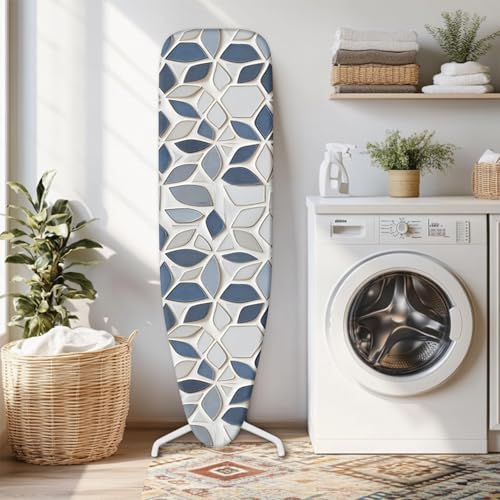 Image of Ironing Board Cover 15x54 Inch- Standard Cotton Cover with Strong Elastic Edge & Stain Resistant Surface (Geometry-1, 15 inch x 54 inch)