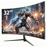 ZZA - 32 Zoll Curved Gaming Monitor, 180Hz Computermonitor, FHD 1080P 1500R HDR Gaming PC Monitor, FreeSync, Ultra Fast 1ms Gaming Monitor, HDMI 2.0