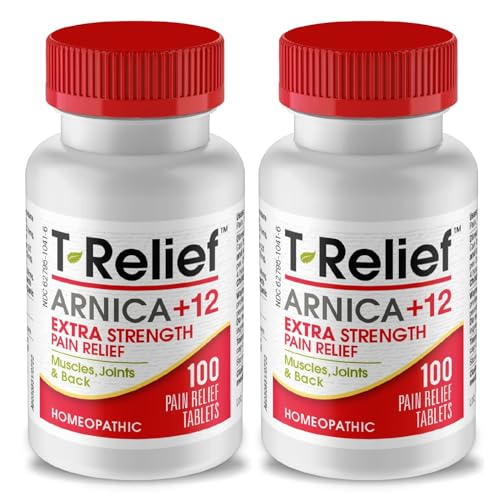 T-Relief Extra-Strength Arnica +12 Natural Relieving Actives for Back Pain Joint Soreness Muscle Aches & Stiffness Whole Body Fast-Acting Relief for Women & Men - 100 Tablets (2 Pack)