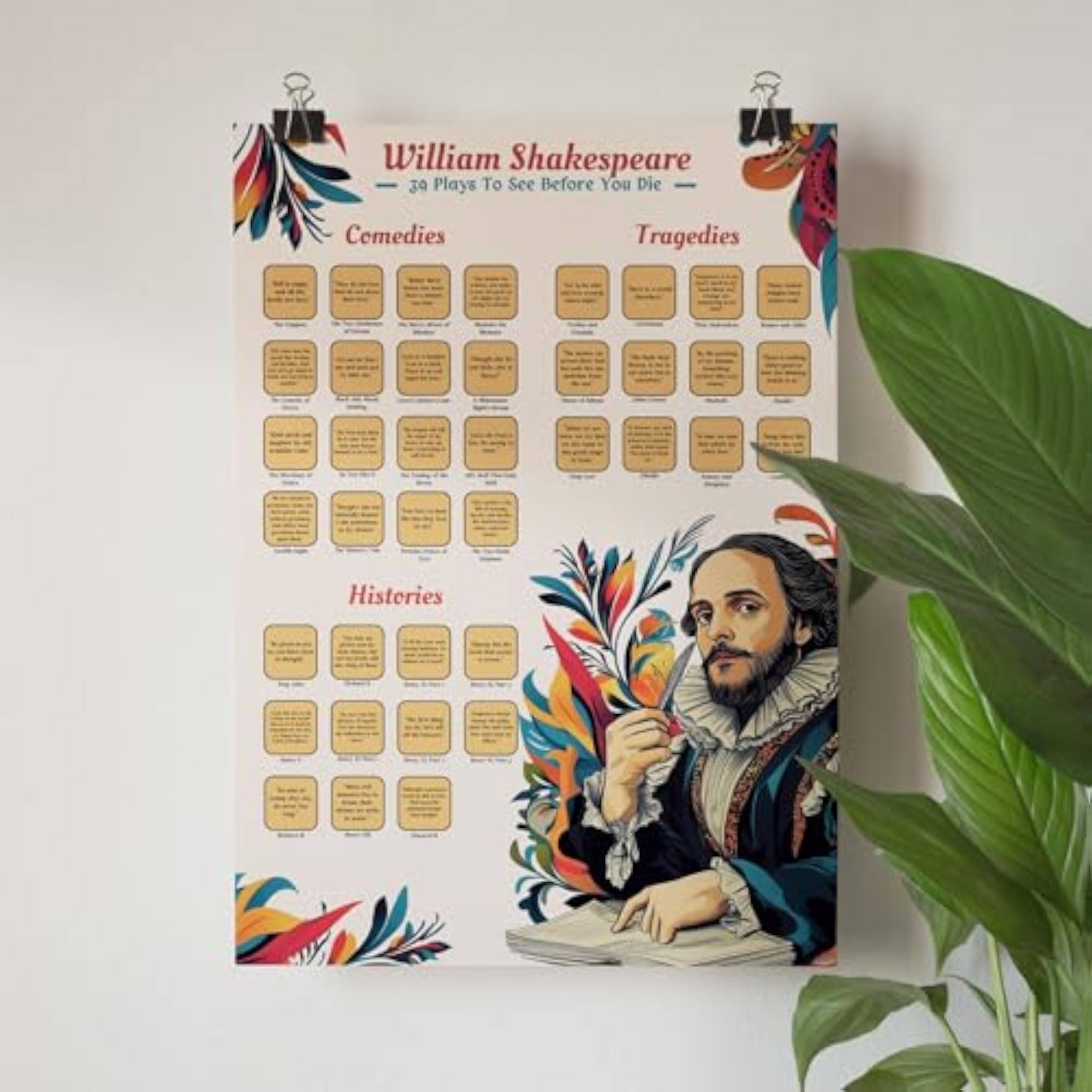 Shakespeare Plays Scratch Off Poster: Gift For Theater Lovers