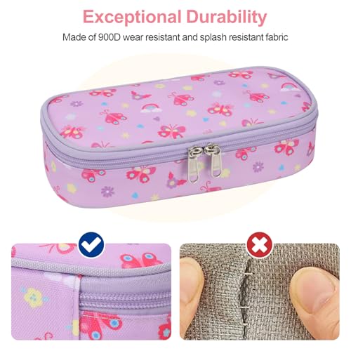 Image of Bagseri Pencil Case for Kids - Special Cute Pencil Pouch for Girls Large Capacity Pencil Bag Aesthetic Kids Pencil Box for School (Purple Butterfly)