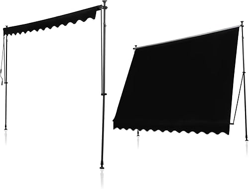 Miniatura 4 de JEKITO Toldo retráctil manual, 118 pulgadas, sin tornillos, para exteriores, cubierta de pérgola ajustable con protección UV, toldo de exterior 100%