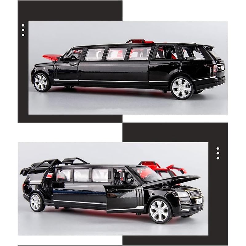 Image of Kids Model 1:32 Long Rang Rover Die Cast Metal Car Pull Back Action Opening Doors with Realistic Engine Sound Lights Toy Car Gift for Boys - Multi