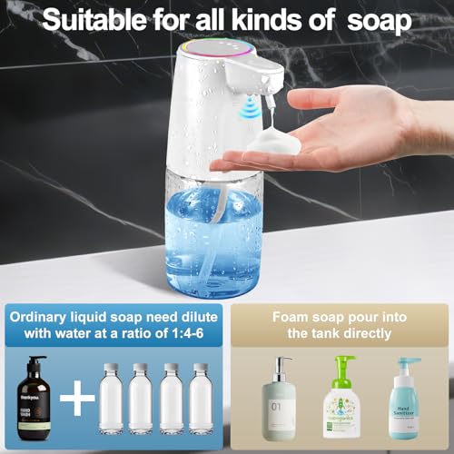 Image of Automatic Foaming Soap Dispenser Touchless with Self-Cleaning Mode, 450ML Large Capacity, IPX7 Waterproof, Smart Breathing Light, 4 Liquid Adjustments & 160 Days Battery Life