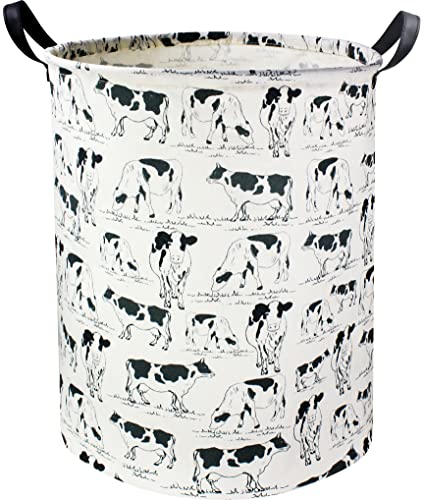 Image of HIYAGON Cow Print Laundry Hamper Basket Waterproof Storage Basket Organizer Bin Room Decor for Boys and Girls,Toys,Kids,Office, Bedroom(Cows)