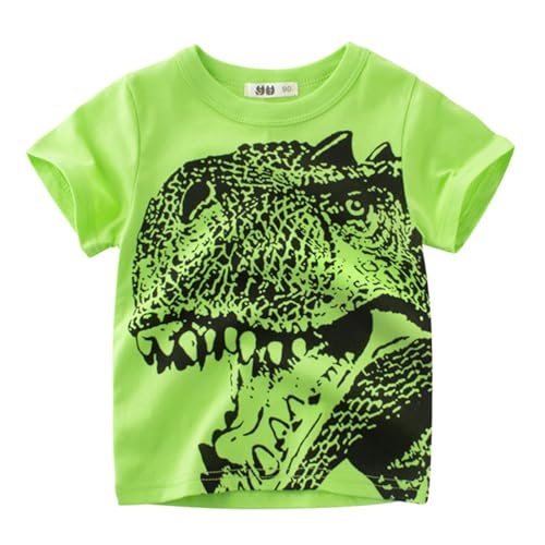 Generisch - T-shirt dinosaure pour garçon, manches courtes, col rond, en coton, respirant, pour enfant, vert, 6-7 ans